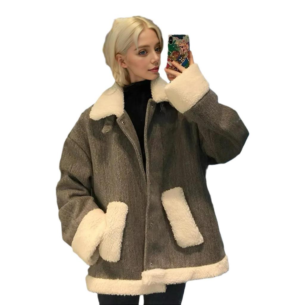 2024 Petite Korean Style Lamb Wool Jacket: Small Fragrance, Loose Fit for Autumn/Winter