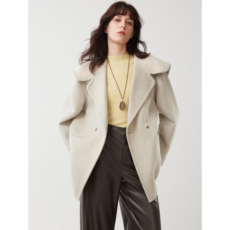 ELLE Women s Camel & Wool Blend Double-faced Coat L