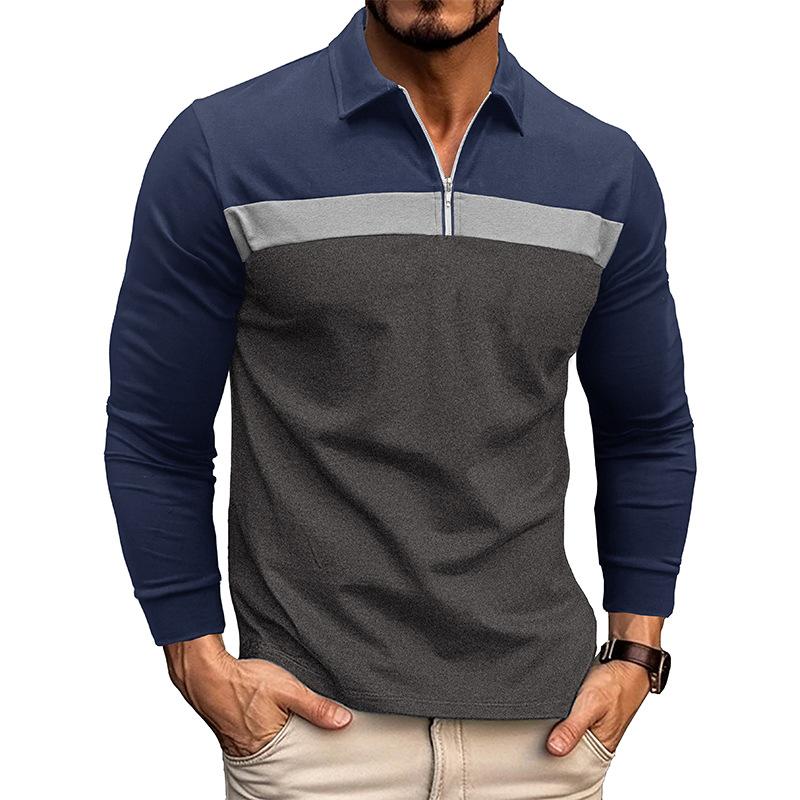Men’s Long Sleeve Colorblock Polo Shirt
