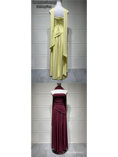 Strapless Long Dress with Slit Skirt