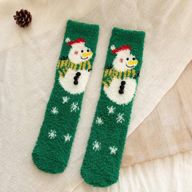 5/10 Pairs Comfortable Casual Autumn Winter Thickened Christmas Socks for Women Home Warm Coral Fleece Socks Cute Cartoon Straight Leg Floor Socks