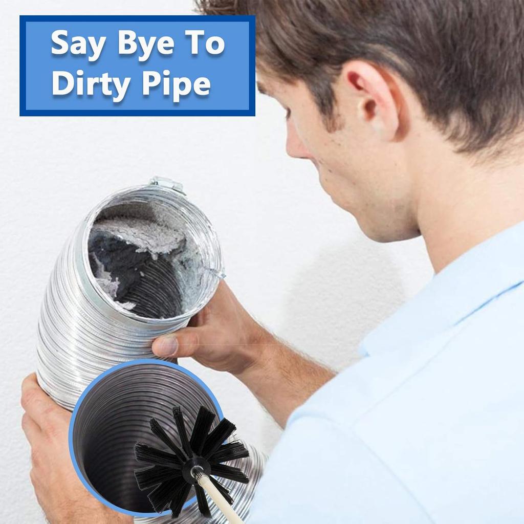 Dryer Vent Cleaner Kit, Lint Remover, Flexible Reusable Strong Nylon Rods Extends Up to 20 Feet, Lint Brush Head, Cleaning Duct Pipes, Use with or