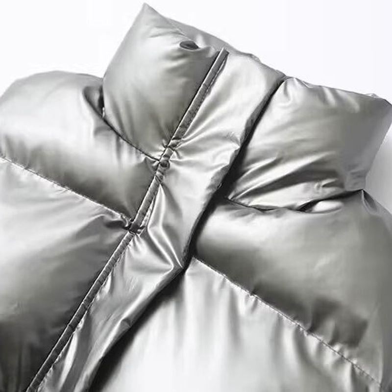 Kaslead New Women clothes Western Style Fashion Metal Technology Fabric down Cotton-padded Vest Vest