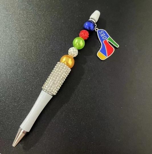 Order of Eastern Star White Ballpoint Pen OES Pentagram High Heels Lady Pendant Gift Bling Pens