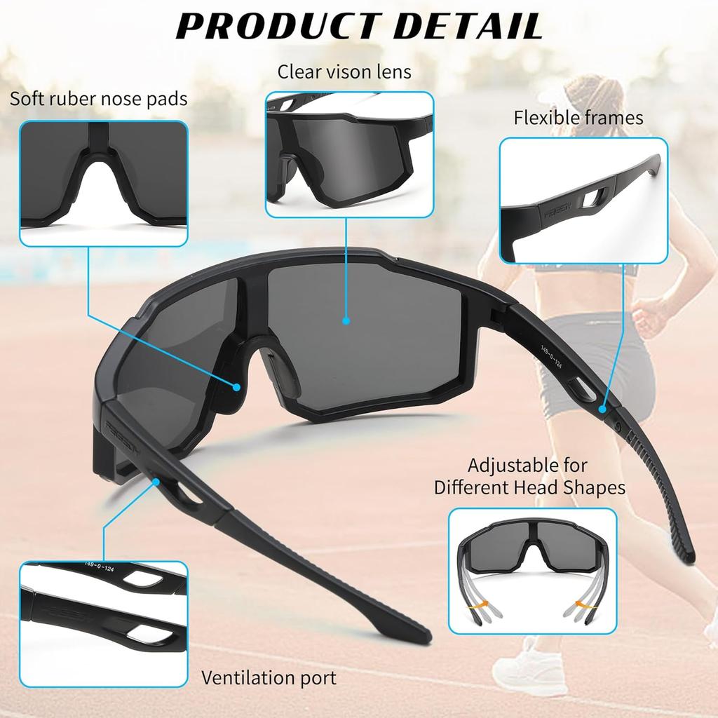 Windproof & Anti-Fog Ski UV400 Outdoor Sports Sunglasses for Men Women Cycling Goggles for Riding Running Hiking Skiing Fishing