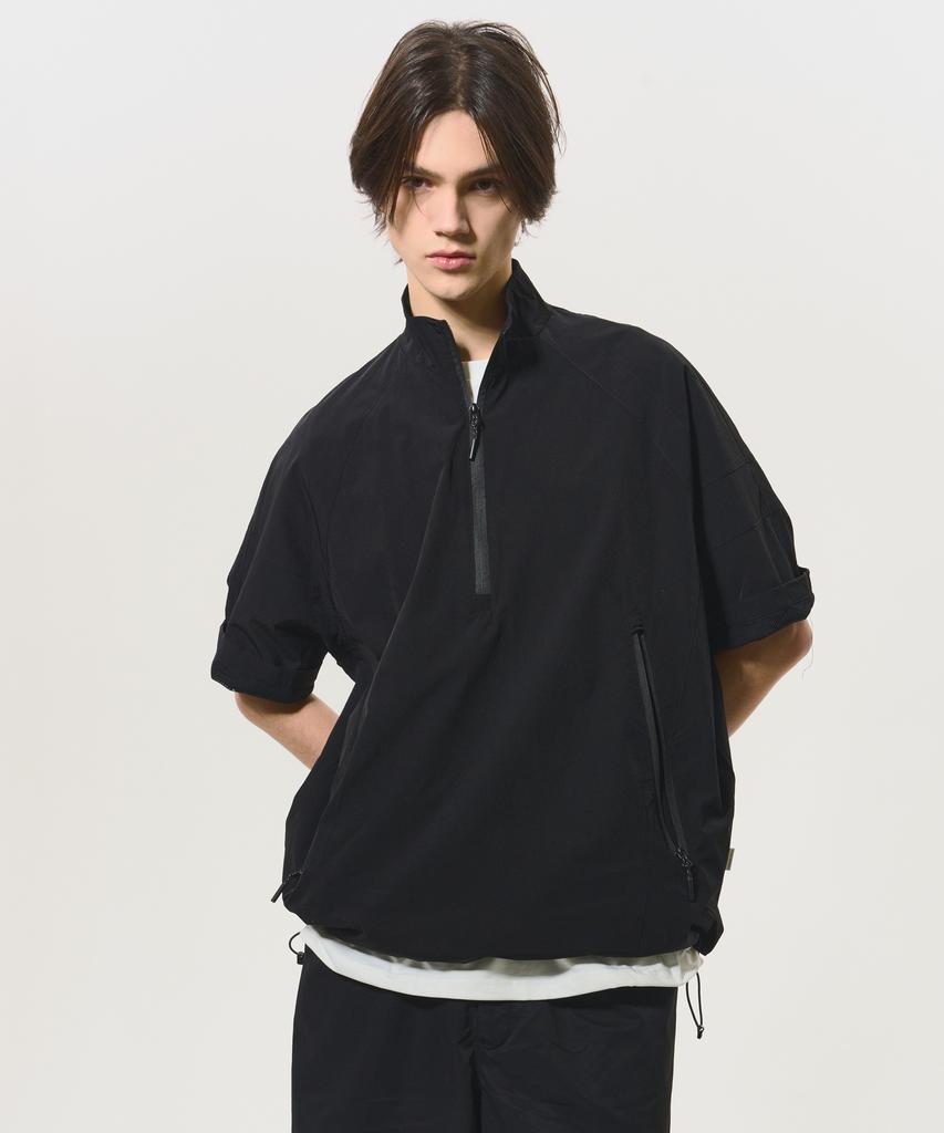BLACK MOMENT Half Zip Short Sleeve Anorak [Black]
