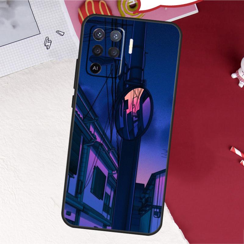 Pastel Japan Kyoto City Case For Oppo A18 A98 A38 A58 A78 A60 A80 A40 A96 A76 A16 A94 A74 A54 A15 A17 A57 A77 A5 Pro