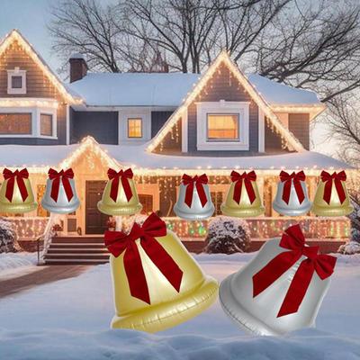 Inflatable Christmas Balls Outdoor Large PVC Christmas Bell With Bow Home Decor Lawn Ornaments For Indoor Outdoor Office Pathway