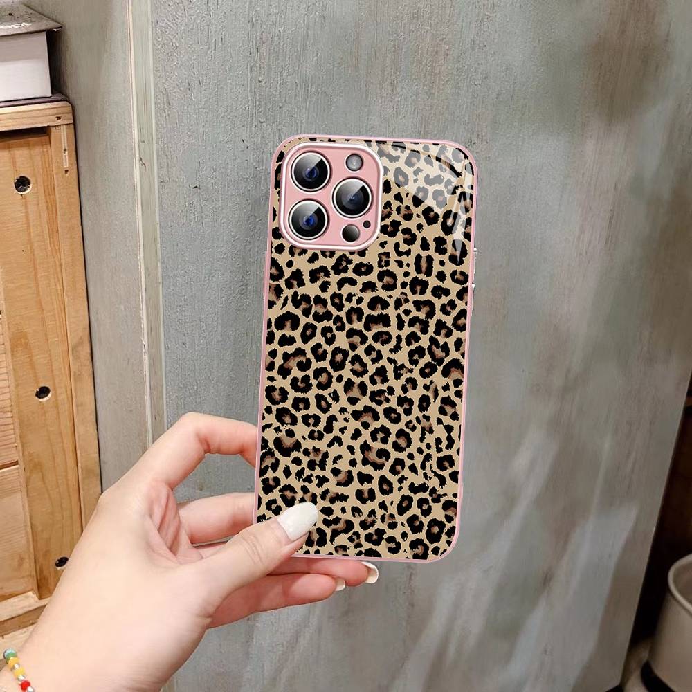 Verre Trempé Motif Léopard Guépard Pour Iphone 14 13 12 11 Pro Mini XS MAX 14Plus X XS XR Coque