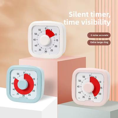 Visual Timer for Kids 60 Min Silent Countdown Clock Time Management Tool for Study Focus ADHD Classroom Kitchen Gadget