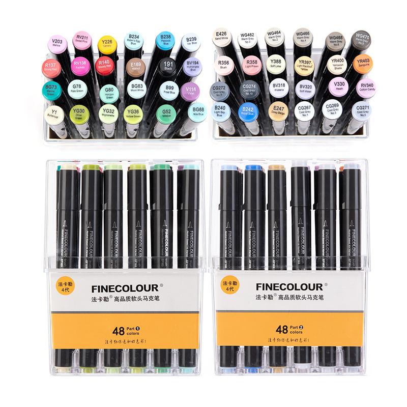 Finecolour EF103 Alcohol Based Art Markers With Bag 12/24/36/48/60/72/240 Colors Oily Soft Double-Headed Marker Pen Professional