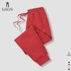 GAGN Women's High-Waisted Red Slimming Casual Cotton Pants - Spring/Summer 2025 Collection