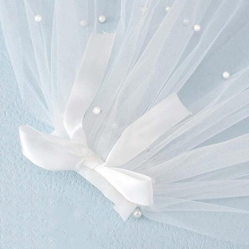 Bride Headpiece Veils Mantilla Bride Headwear Mantilla Gorgeous Veils Studded Pearls Mantilla for School Play Accessories