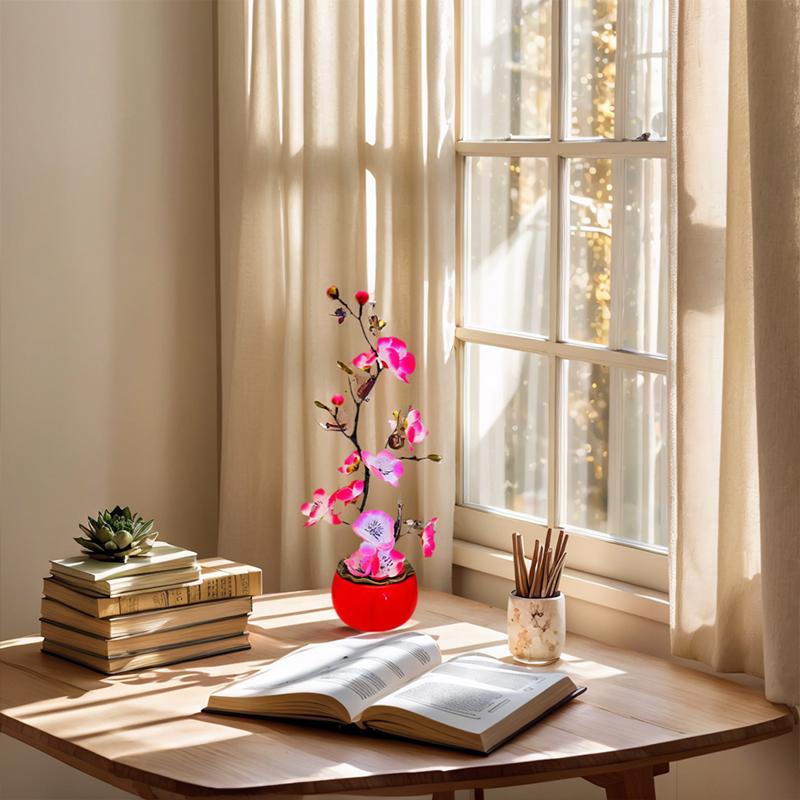 1PC Home Decoration Oriental Style Natural Bonsai Mini Single Stem Desktop Artificial Plant