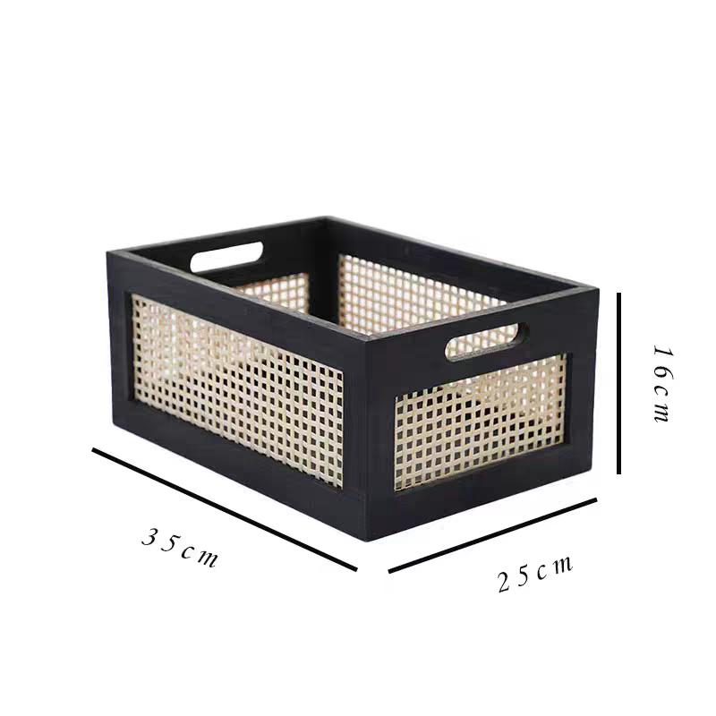 Vintage Rattanstorage Box Books Snacks Fruit Cosmetics Organizers Storage Woven Baskets Multifunction Organizers for Living Room