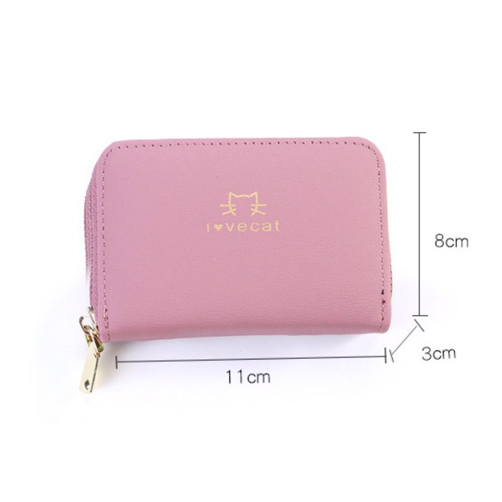 Portable Pu Leather Short Wallet Zipper Closure Cute Style Women Card Holder Simple Design Large Capacity Coin Purse For Women