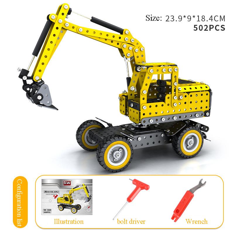 DIY Metal Assembly Engineering Car Alloy Screw Nut Assembly Building Block Forklift Motorcycle Model Children Toy Adult Gifts