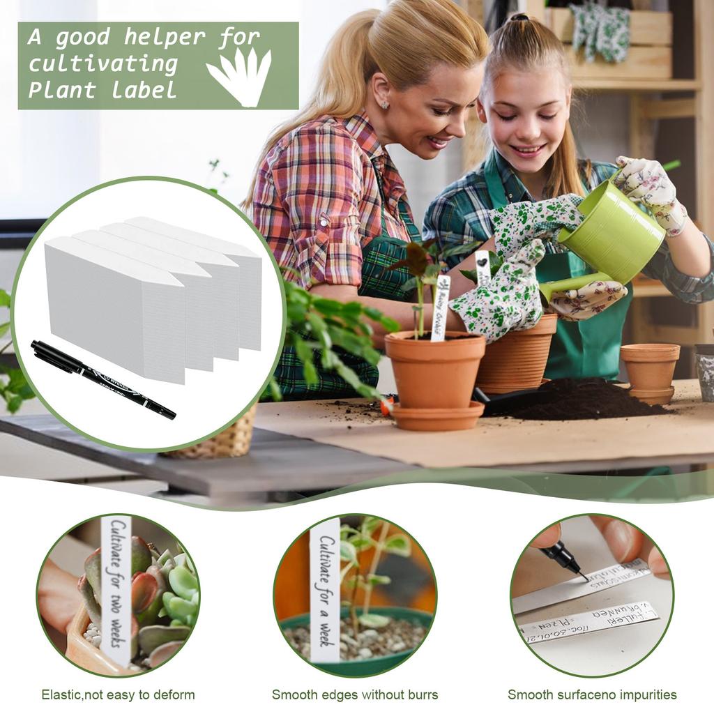 4 Inch Plant Tags, 400 Pack Plastic Seedling Name Tags, Garden Tags, Nursery Plant Tags, Seed Tags With Marking 2ml