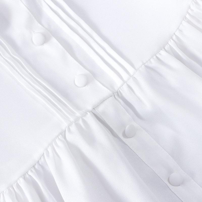 Šaty Kawaii Ženy Sladká Lolita Bílé Krátké Šaty Volány Límec Peter Pan Preppy Styl Jaro Podzim Župan s dlouhým rukávem