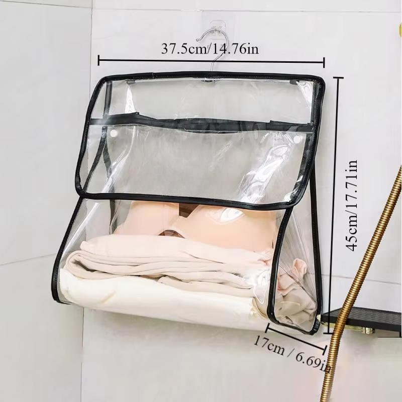 

1Pcs Waterproof Hanging Bathroom Bag Mobile Phone Clothing Storage Bag Cosmetic Storage Bag Transparent Wash Bag чорний