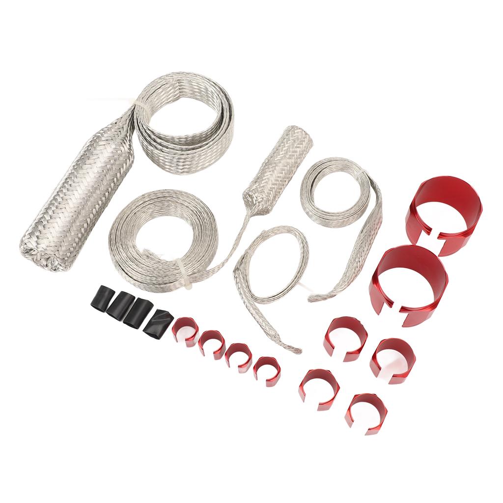 Stainless Steel Dress Up Hose Cover Kit Hose Sleeving Set Extreme Heat Resistant for Vehicle