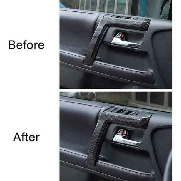 Carbon Fiber Door Armrest Decor Strip Trim Cover for 4Runner 2010+ Accessories