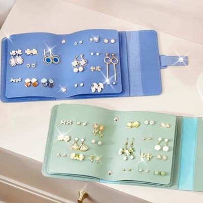 Faux Leather Earring Layered Jewelry Storage Book - Faux Leather Jewelry Organizer Bag - Earring and Ring Small Bag - Book Design Earring Rack