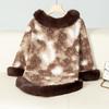 Women's Autumn and Winter Large Size Sleeve Knitted Leopard Print Fur Collar Shawl Loose Sweater Cape Top for Women