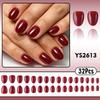 Deep Red Glossy Oval False Nails - 32 Pcs, High-Quality, Removable