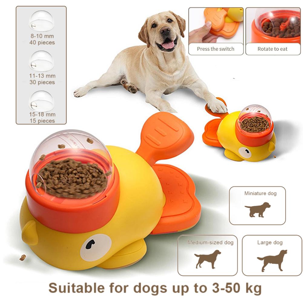 Dog Puzzle Feeder Pets Cat Food Treat Dispenser Cartoon Duck Design Anti-slip Pet Automatic Feeder Toys for Pet Dog Training Toy