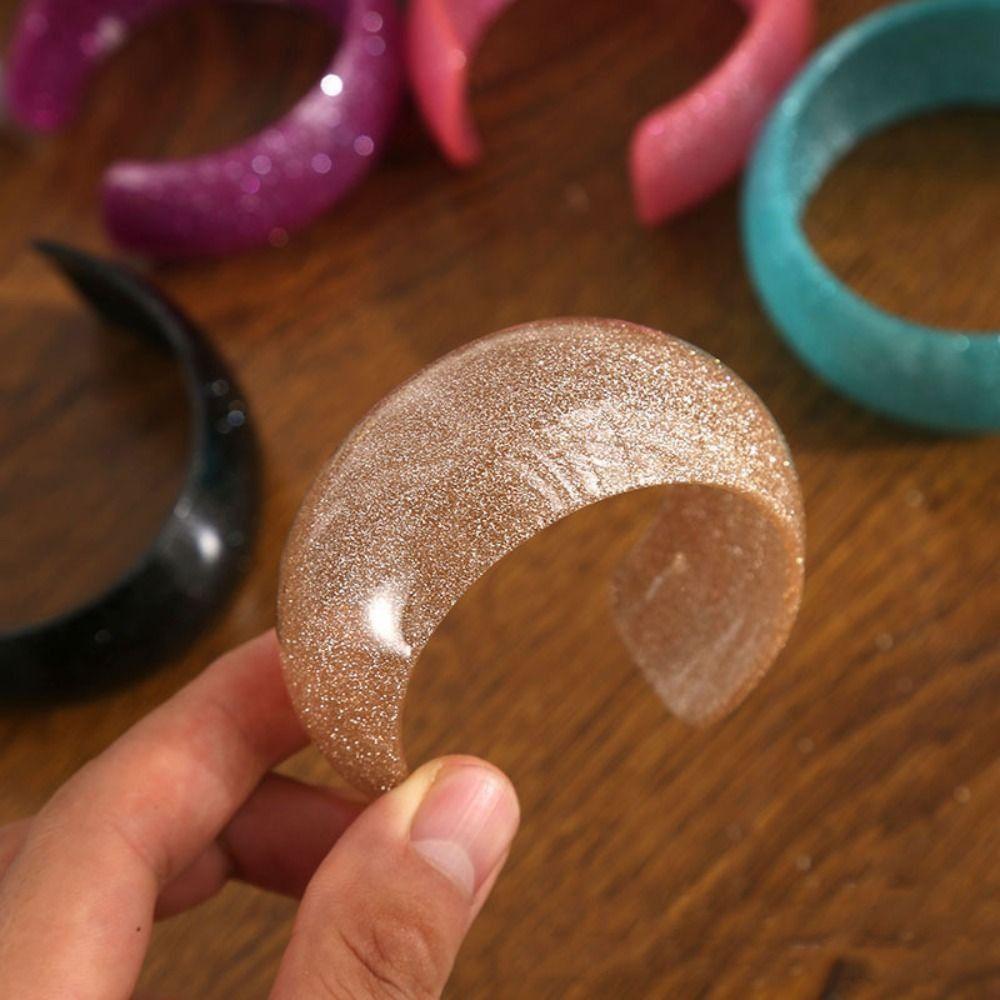 Retro Jelly Color Wide Bracelet Minority Design Geometric Irregular Bangle  Daily