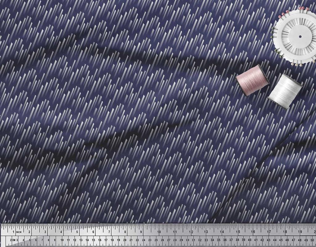 Soimoi Japan Crepe Satin Fabric Diagonal Line Small Print Fabric by Metre 42 Inch