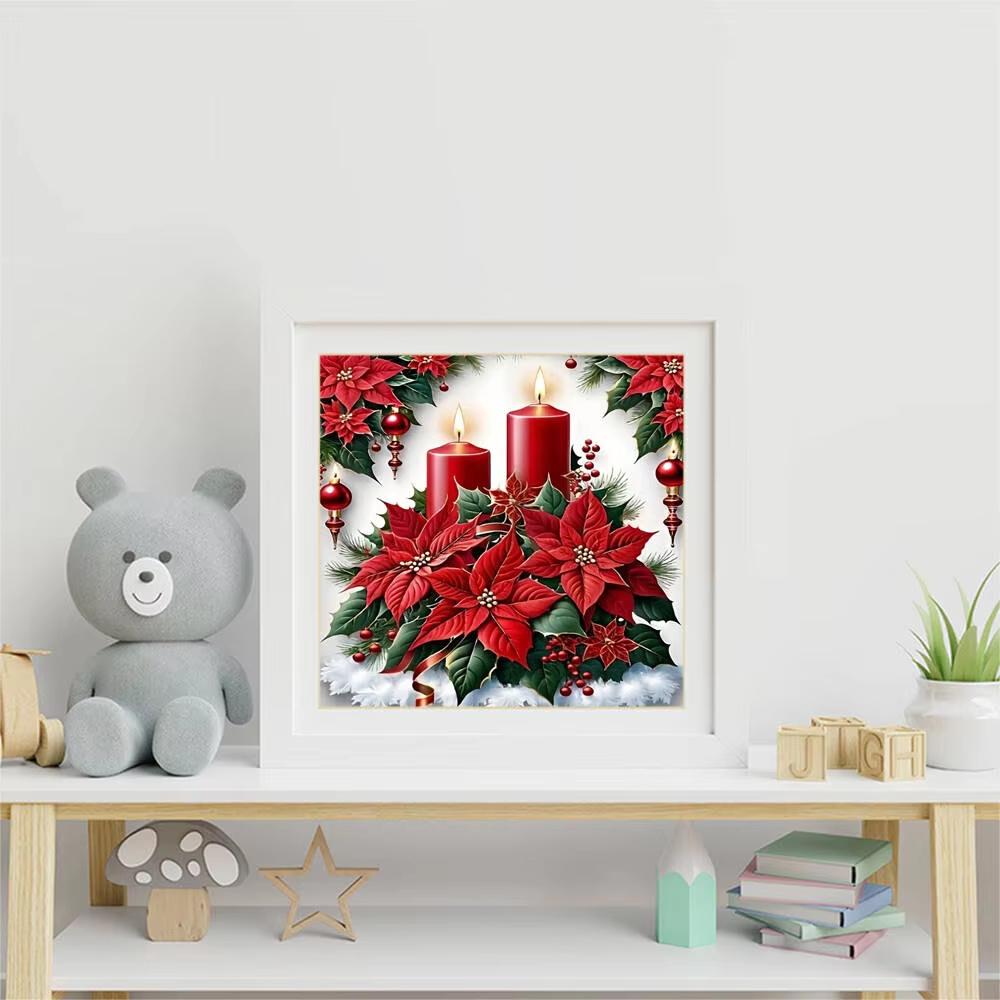 DIY 5D Diamond Painting Christmas Wreath Mosaic Candle Full Drill Embroidery Flower Crafts Art Supplies Unique Gift