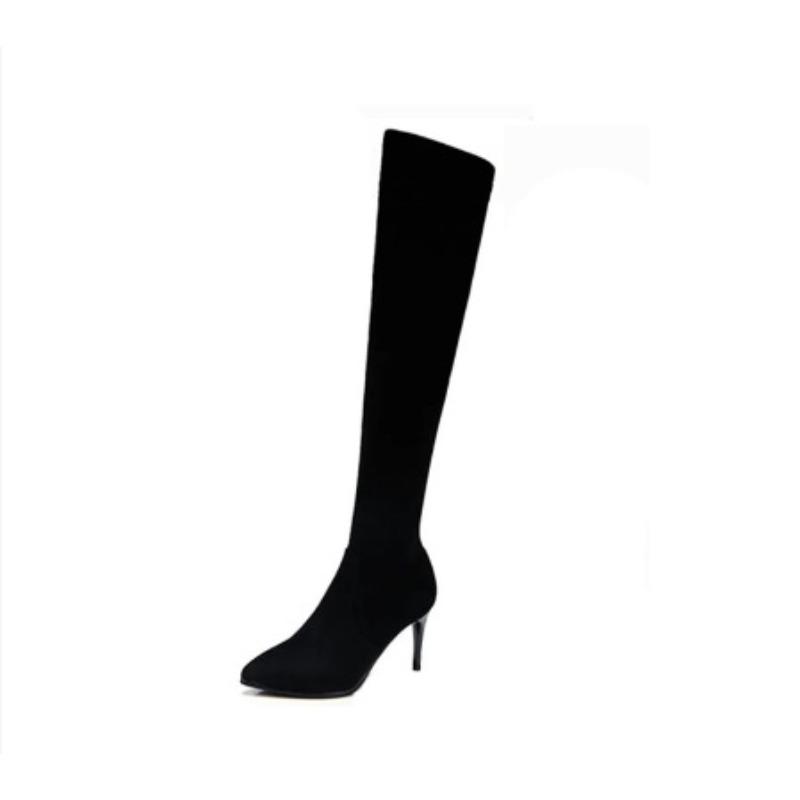 British Pointed Women's Boots Autumn and Winter Long Boots and Thin Heel Elastic Boots