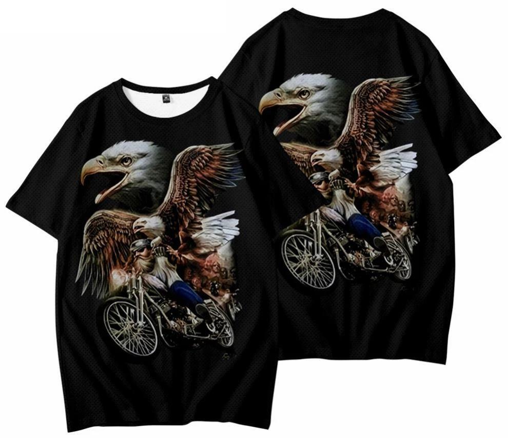 Motorcycle Eagle Eagle 3D Streetwear T-Shirt Tee Costumes Polyester Black New 4XL