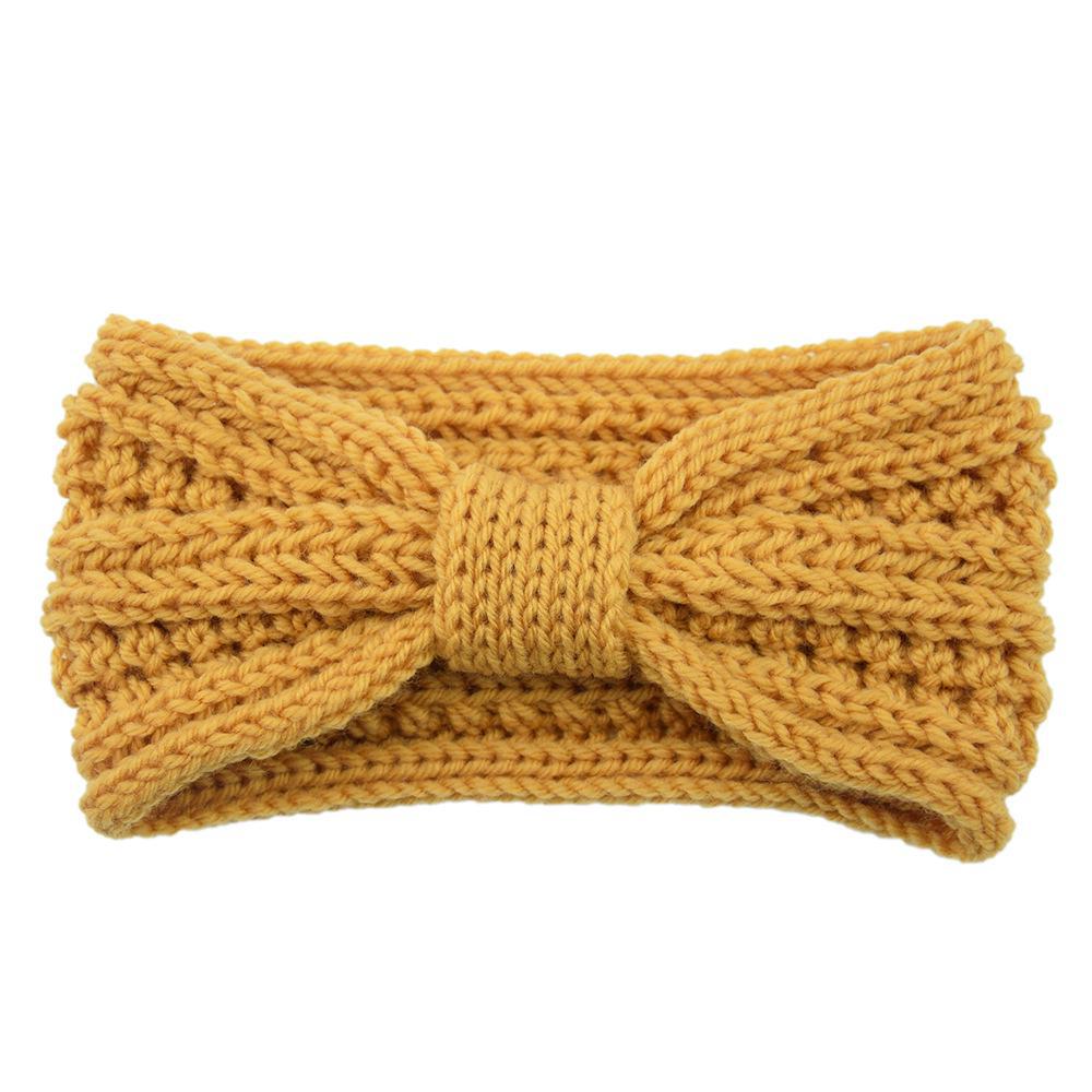 European & American Knit Wheat Ear Bow Headband: Sports, Earmuffs, Handmade Wool Hair Accessories.