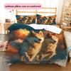 Husky and flowers Pattern Bedding Home Decoration Birthday Gift (1 * duvet cover + 2 * pillowcase, without core)