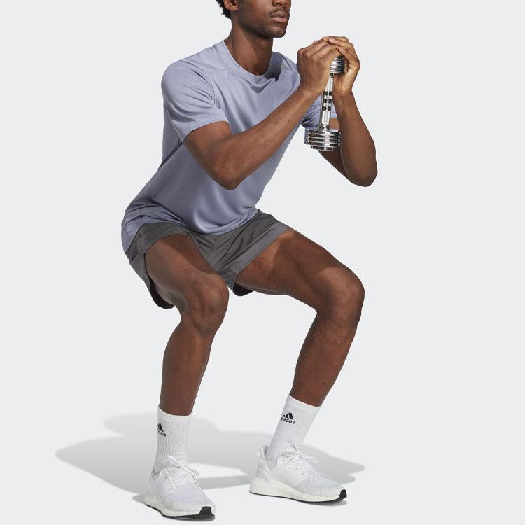 Adidas Solid Color Crew Neck Training Short Sleeve T-Shirt Men Tops Purple HZ7277