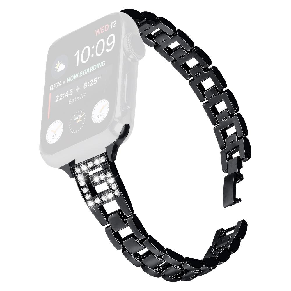 For Apple Watch Series 10 42mm/9 8 7 41mm/SE (2023) SE (2022) SE 6 5 4 40mm/3 2 1 38mm Watch Band G-Shape Rhinestone Decor