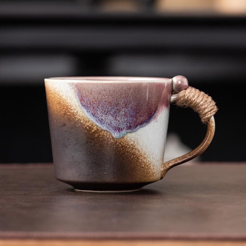 Retro Creative Coarse Pottery Handmade Coffee Cup, Home Silent Wind Ceramic Cup, High Value Afternoon Tea