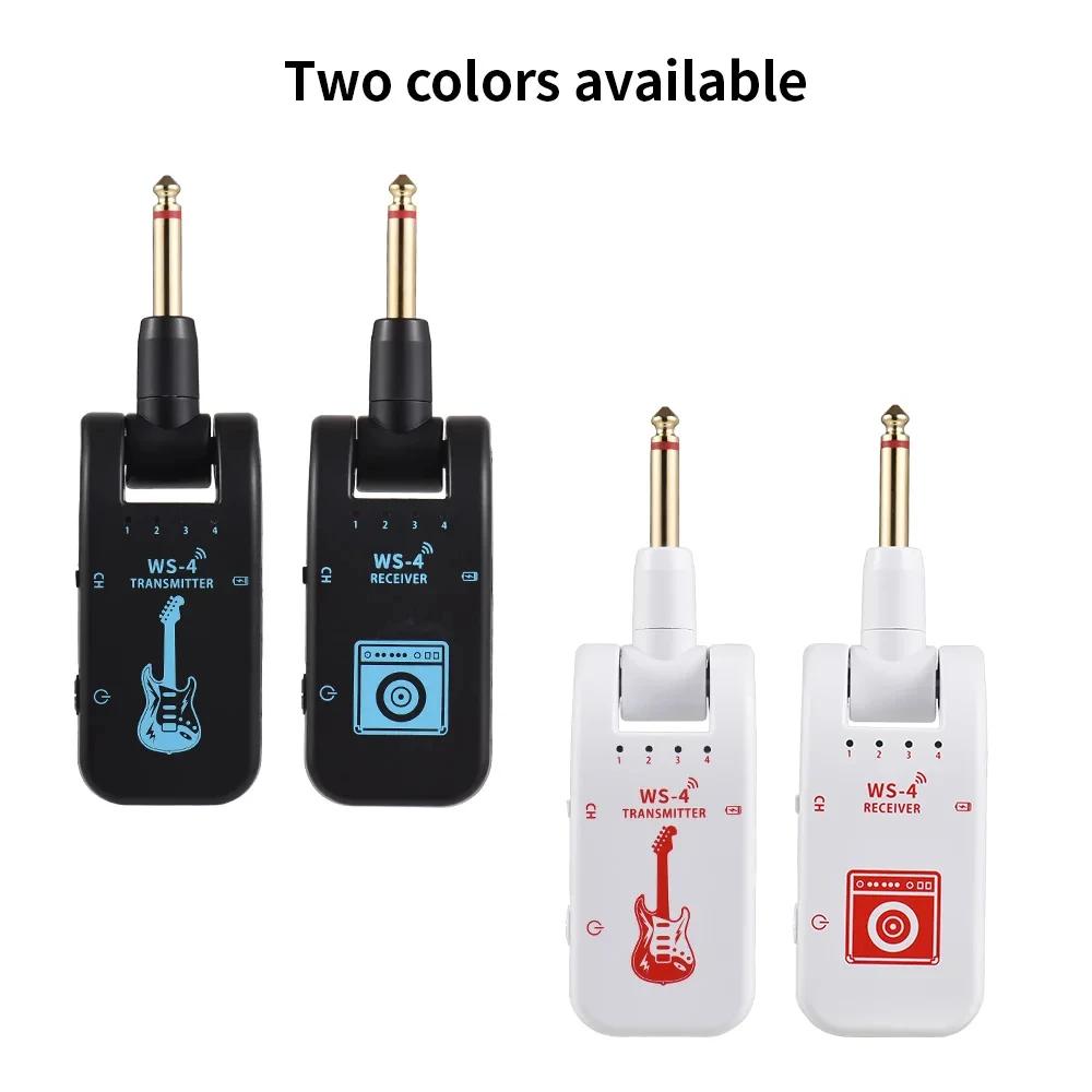 WS-4 2.4G Wireless Guitar System Guitar Transmitter Receiver Set for Electric Guitar Bass 48K/16bit Real-time Transmission