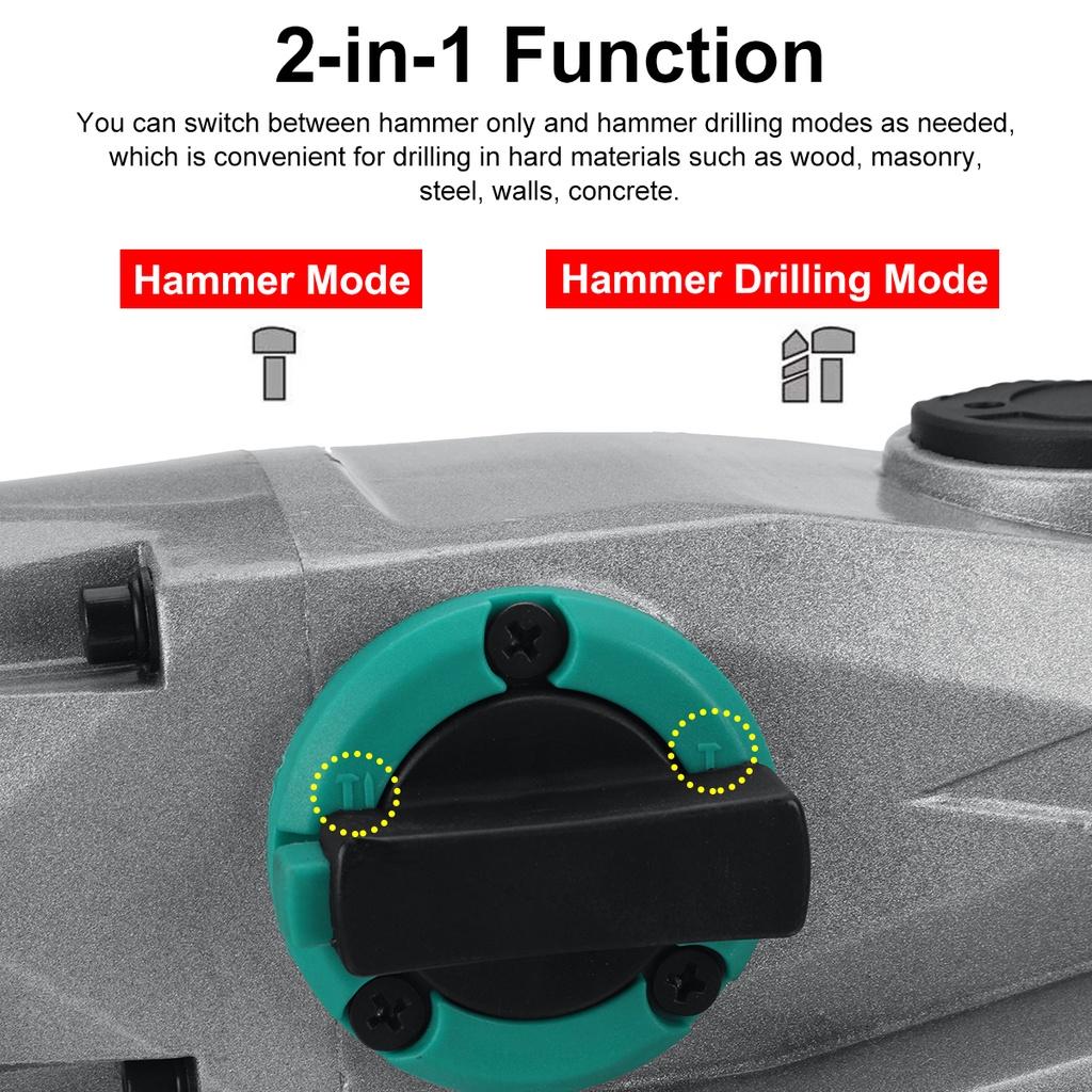 Rechargeable Brushless Electric Rotary Hammer Multifunction Electric Hammer Impact Power Drill Tool for Makita Battery