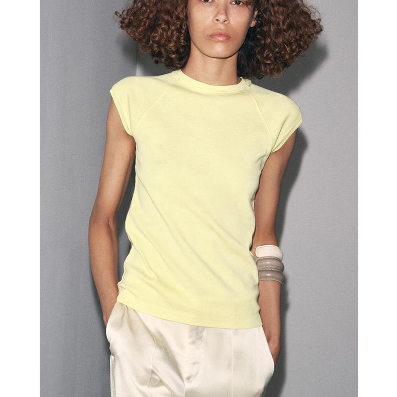 Summer New Product Women's Clothes American Retro Style Washing Effect Cotton round Neck Short Sleeve Simple T-shirt 2335152