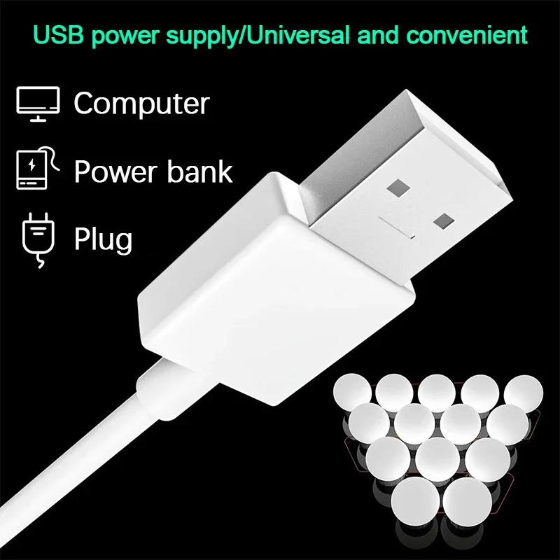 10 LEDS Makeup Mirror Light Bulbs Vanity Lights USB Adhesive Bathroom Dressing Table Light Dimmable LED Vanity Mirror Light