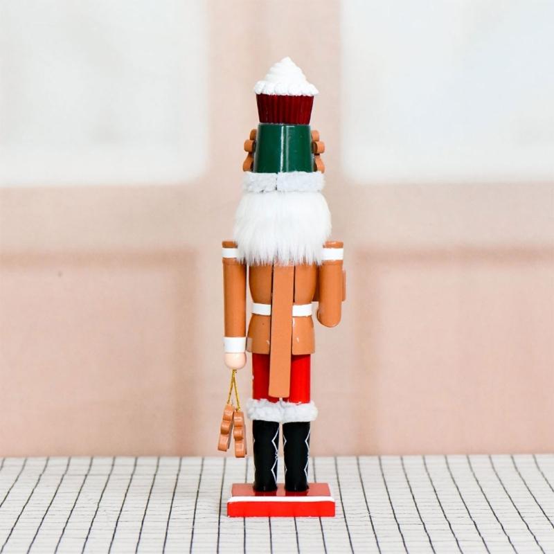 Festival Wooden Nutcrackers Statue 35Cm Tall Gingerbreads Man Inspired Christmas Decoration For Tabletop Display