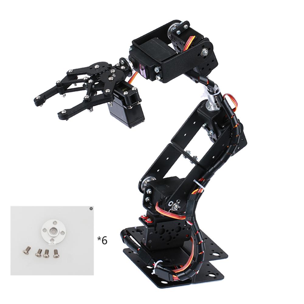 6-DOF Robotic Arm Multi-DOF Robot Servo Grasping Maker Education DIY Kit + Servo + 25T Servo Metal Steering Wheel with Screws