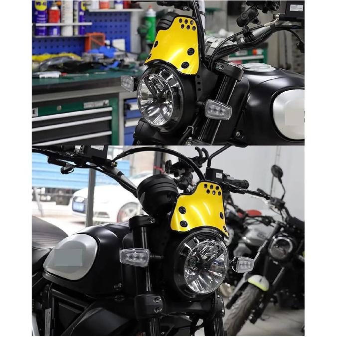 Compatible with Ducati Scrambler 400 800 2015-2023 2017 2018 Motorcycle Windscreen Windshield Fly Screen Shield Wind Deflector with Holder(Gold)