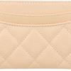 CHANEL  diamond pattern  grain embossed cowhide  card holder  female style  beige