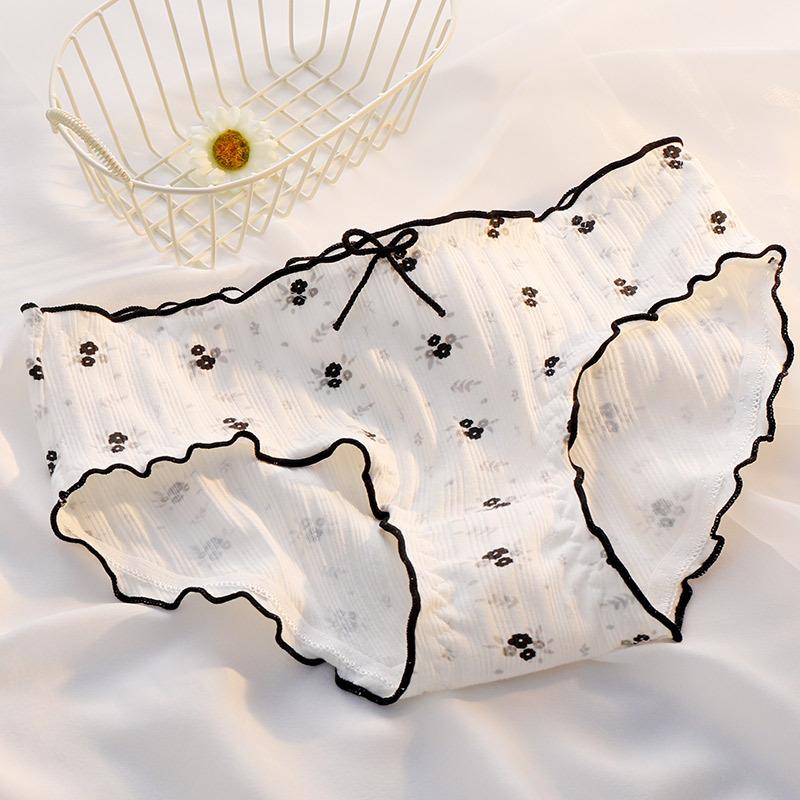 

Хлопковые трусики Женское нижнее белье Трусики Мода Цветочные Удобные Брифы Средней посадки Бесшовные Трусы Женское Белье XL чёрный