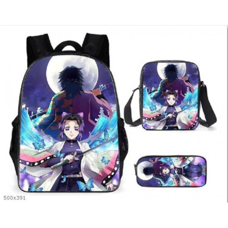 Demon Slayer Kimetsu No Yaiba Backpack Set With Breathable Polyester For School And Travel